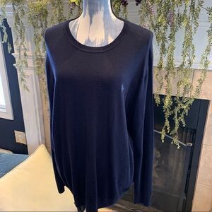 Polo Ralph Lauren Men's Merino wool navy blue pullover round neck sweater L